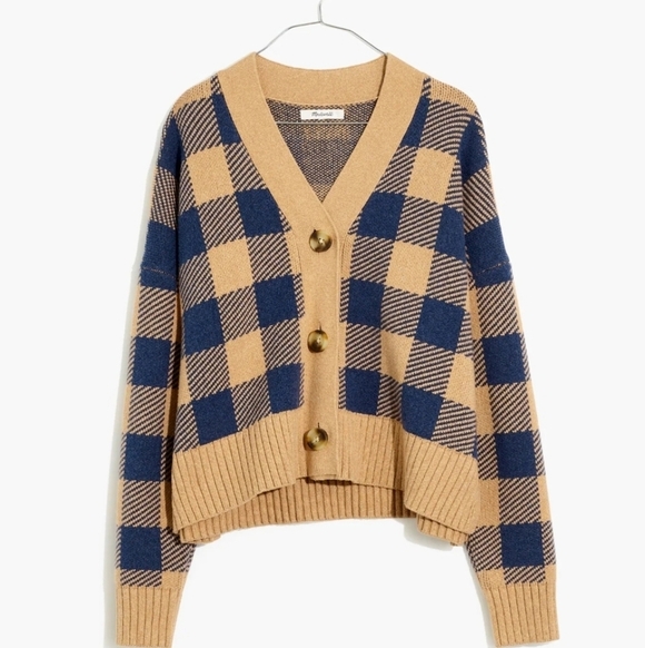 Madewell Sweaters - New Madewell Bayberry Cardigan Sweater in Buffalo Check Kim Kardashian Size XS